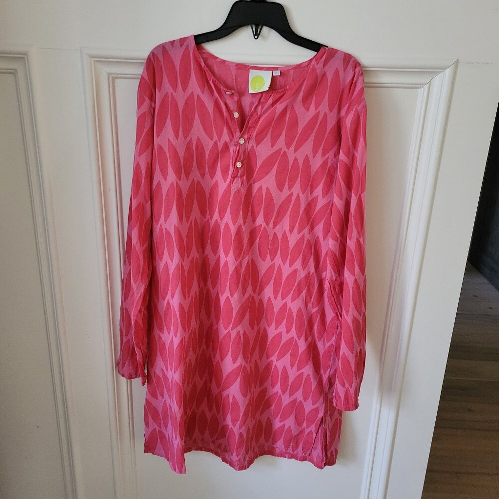 Women’s 100% Cotton Coral Tunic Top Small Boho Chic Lightweight Summer Tunic